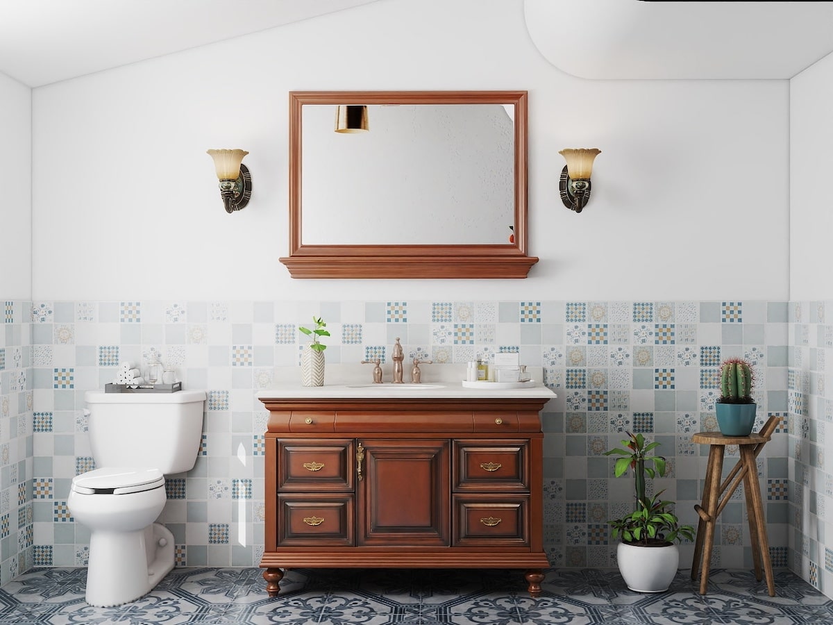 wizualizacja łazienki kolorowe kafelki